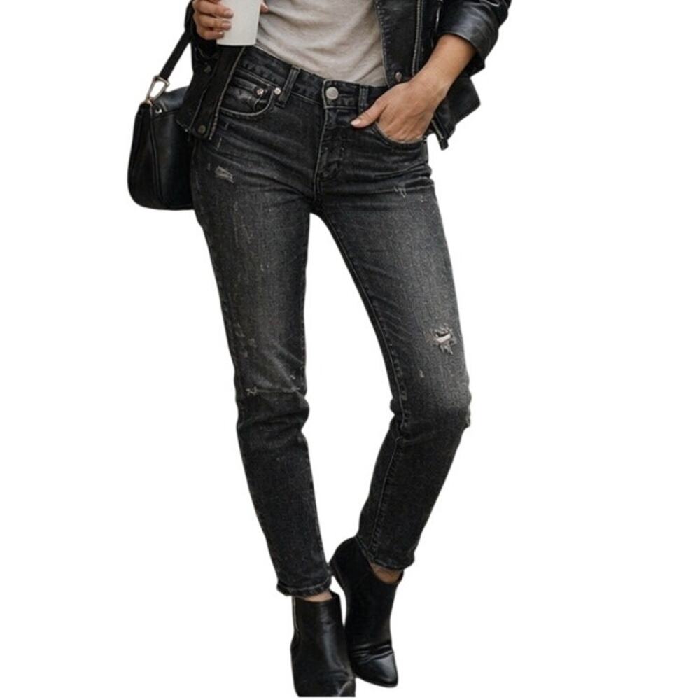 MOUSSY Vintage Skinny Denim Jeans Black Distressed Siize 25